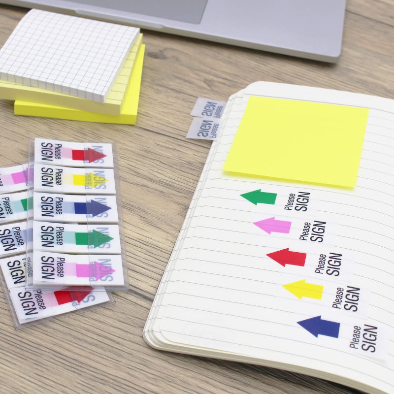 Andoca Please Sign Message Flags Assorted Color  400 Pages Total  0.79x1.77 Inch Wide Flags  Easy to Post  4 On-The-Go Dispensers/Pack - Image 5
